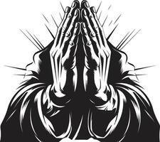 Faithful Fingers Monochrome Praying Hands in 80 Words Spiritual Silhouette Praying Hands Black Resplendent vector