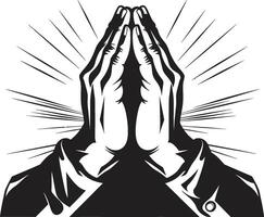 Reverent Reach Praying Hands Black in 80 Words Symbolic Serenity Praying Hands Black Resonates vector