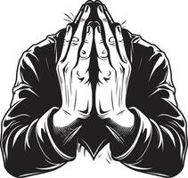 Spiritual Symbol Praying Hands Black in 80 Words Harmony of Heart Praying Hands in Black ic vector