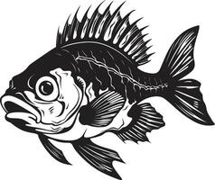 misterioso exoesqueleto ic depredador pescado esqueleto en negro hueso Relajado presencia negro para depredador pescado esqueleto emblema vector