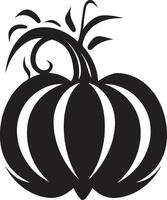 Eerie Emblem Elegant Black Pumpkin Harvest Hues Black ic Pumpkin vector