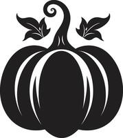 Creepy Carving Pumpkin in Elegant Black Harvest Hues Black ic Pumpkin vector