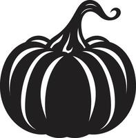 misterioso emblema minimalista calabaza en negro otoño abundancia negro calabaza vector