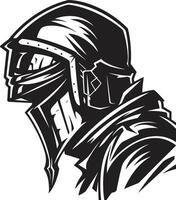 Noir Lament Elegant Black Sad Knight Soldier Emblem Tearful Templar Black for Sad Knight Soldier vector