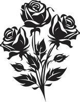 Noir Blossoms Elegant Black for Rose Bouquet Emblem Romantic Shadows ic Rose Bouquet in Black vector