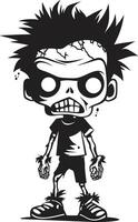 Unearthly Offspring Black for Scary Zombie Kid Dreadful Little Ones Black Zombie Kid in Elegant vector