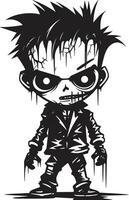 Fearful Infants Black ic Zombie Kid in Elegant Unearthly Offspring Black for Scary Zombie Kid vector