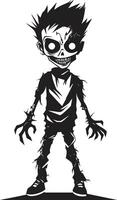 fantasmal herederos elegante negro zombi niño en Siniestro tótem terrores negro para de miedo zombi niño emblema vector