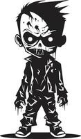 Frightening Infants Black for Scary Zombie Kid Emblem Undead Little Ones ic Black Zombie Kid in Elegant vector