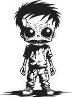 obsesionante descendencia negro para de miedo zombi niño amenazador cosa pequeña monstruos negro zombi niño en elegante vector