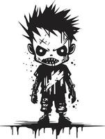 misterioso descendencia negro para de miedo zombi niño espina Relajado niñito de el muertos vivientes elegante negro zombi niño en vector