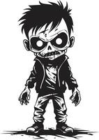 Unearthly Offspring Black for Scary Zombie Kid Dreadful Little Ones Black Zombie Kid in Elegant vector