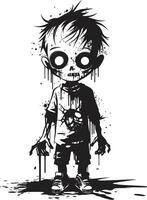 Fearful Infants Black ic Zombie Kid in Elegant Unearthly Offspring Black for Scary Zombie Kid vector