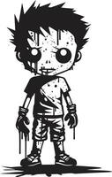 Fearful Infants Black ic Zombie Kid in Elegant Unearthly Offspring Black for Scary Zombie Kid vector