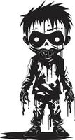 Creepy Totem Terrors Black for Scary Zombie Kid Emblem Fearful Infants Black ic Zombie Kid in Elegant vector