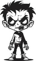 Siniestro niño de el muertos vivientes ic negro zombi niño emblema misterioso descendencia negro para de miedo zombi niño vector