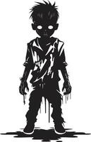 Haunting Offspring Black for Scary Zombie Kid Menacing Minikin Monsters Black Zombie Kid in Elegant vector