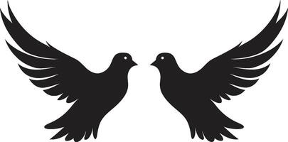amoroso alas paloma par con alas susurros emblema de un paloma par vector