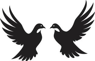 Fluttering Affection Dove Pair Emblem Soulful Soar of a Dove Pair vector