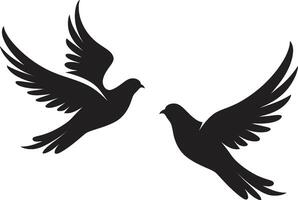Peaceful Partners Dove Pair Emblem Celestial Connection of a Dove Pair vector