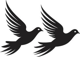 Wings of Unity Dove Pair Serenade in Flight Emblem of a Dove Pair vector
