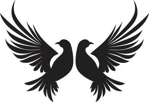 Pair of Peace of a Dove Pair Harmony in Flight Dove Pair Element vector