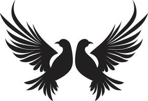 Pair of Peace of a Dove Pair Harmony in Flight Dove Pair Element vector