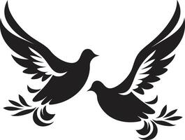 Harmony in Flight of a Dove Pair Pair of Peace Dove Pair Emblem vector