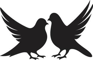 Loves Flight Path Dove Pair Emblem Fluttering Affection Emblem of a Dove Pair vector