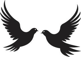 Soulful Soar Dove Pair Element Harmony in Flight of a Dove Pair vector