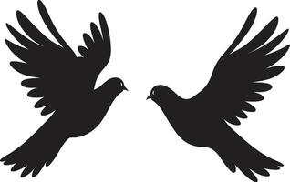 Loves Flight Path Emblem of a Dove Pair Fluttering Affection Dove Pair Element vector