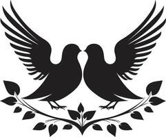 Pair of Peace Dove Pair Emblem Wings of Unity of a Dove Pair vector
