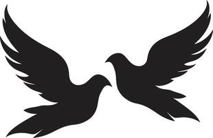 Loving Wings Dove Pair Element Eternal Elegance Emblem of a Dove Pair vector