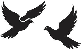 Loves Flight Path of a Dove Pair Fluttering Affection Dove Pair Emblem vector
