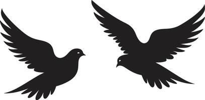 Fluttering Affection Dove Pair Emblem Soulful Soar of a Dove Pair vector