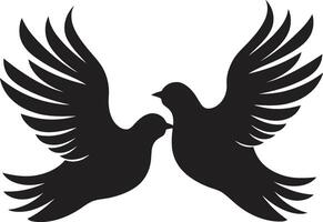 Harmony in Flight Dove Pair Emblem Pair of Peace Emblem of a Dove Pair vector