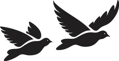Wings of Unity Dove Pair Emblem Symbolic Serenity of a Dove Pair vector