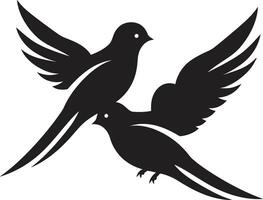 Harmony in Flight Dove Pair Element Pair of Peace of a Dove Pair vector