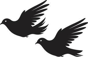 Soulful Soar Emblem of a Dove Pair Harmony in Flight Dove Pair Element vector