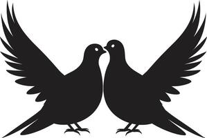 celestial pájaros del amor de un paloma par alas de unidad paloma par vector