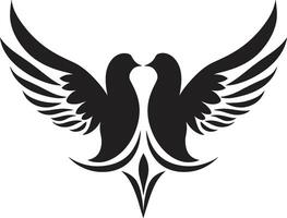 Winged Unity Dove Pair Emblem Loves Flight Path of a Dove Pair vector