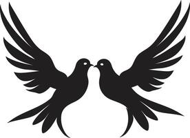 Peaceful Wings Dove Pair Love in Flight of a Dove Pair vector