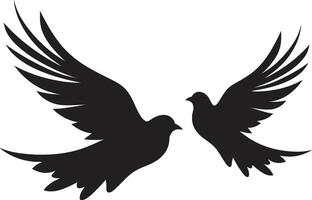 Wings of Unity Dove Pair Serenade in Flight Emblem of a Dove Pair vector
