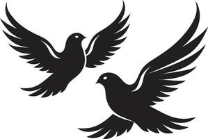 Fluttering Affection Dove Pair Element Soulful Soar of a Dove Pair vector