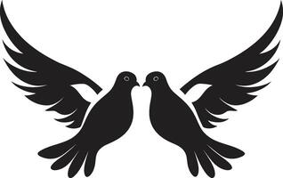 Pair of Peace of a Dove Pair Harmony in Flight Dove Pair Element vector