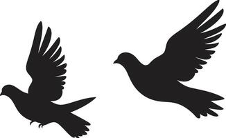 Graceful Winged Duo Dove Pair Element Peaceful Partners Dove Pair Emblem vector