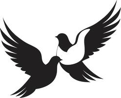 Harmony in Motion Dove Pair Element Soulful Soar Emblem of a Dove Pair vector