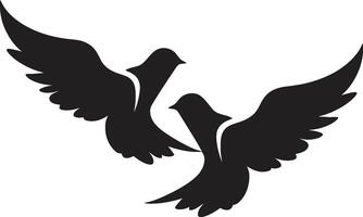 par de serenidad paloma dúo plumado Unión de un paloma par vector