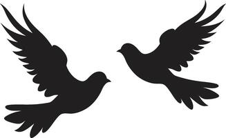 Winged Whispers of a Dove Pair Love in Flight Dove Pair Element vector