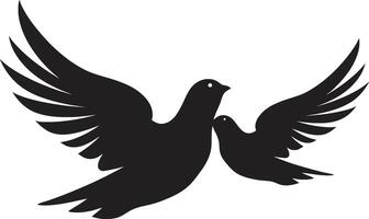 Serenade in Flight Dove Pair Element Divine Duet Emblem of a Dove Pair vector